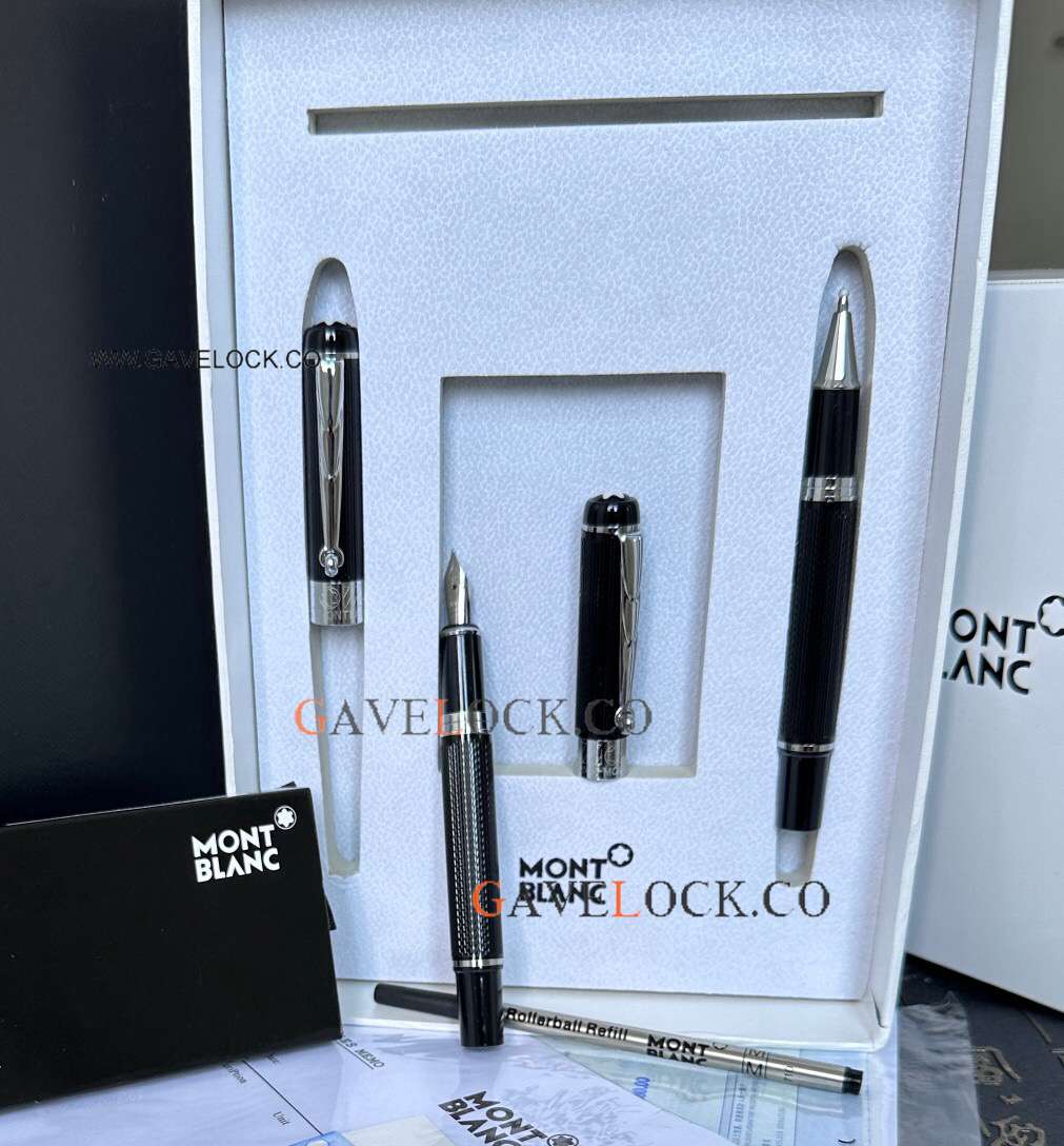 Best Mont Blanc Writers Edition Black Rollerball x Fountain x Refill x Ink Set - Click Image to Close